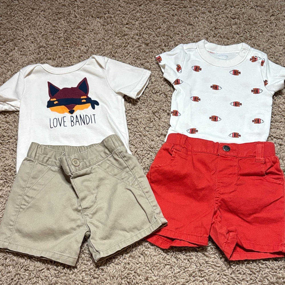 Cute Baby Outfit Set with Graphic onesies and Shorts